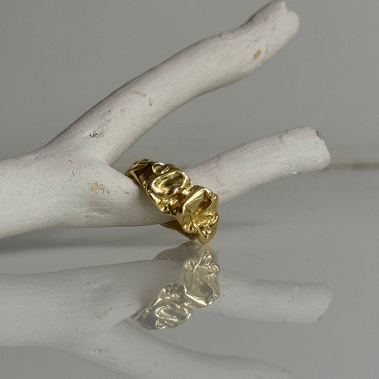 Chunky Crumbled Ring Gold